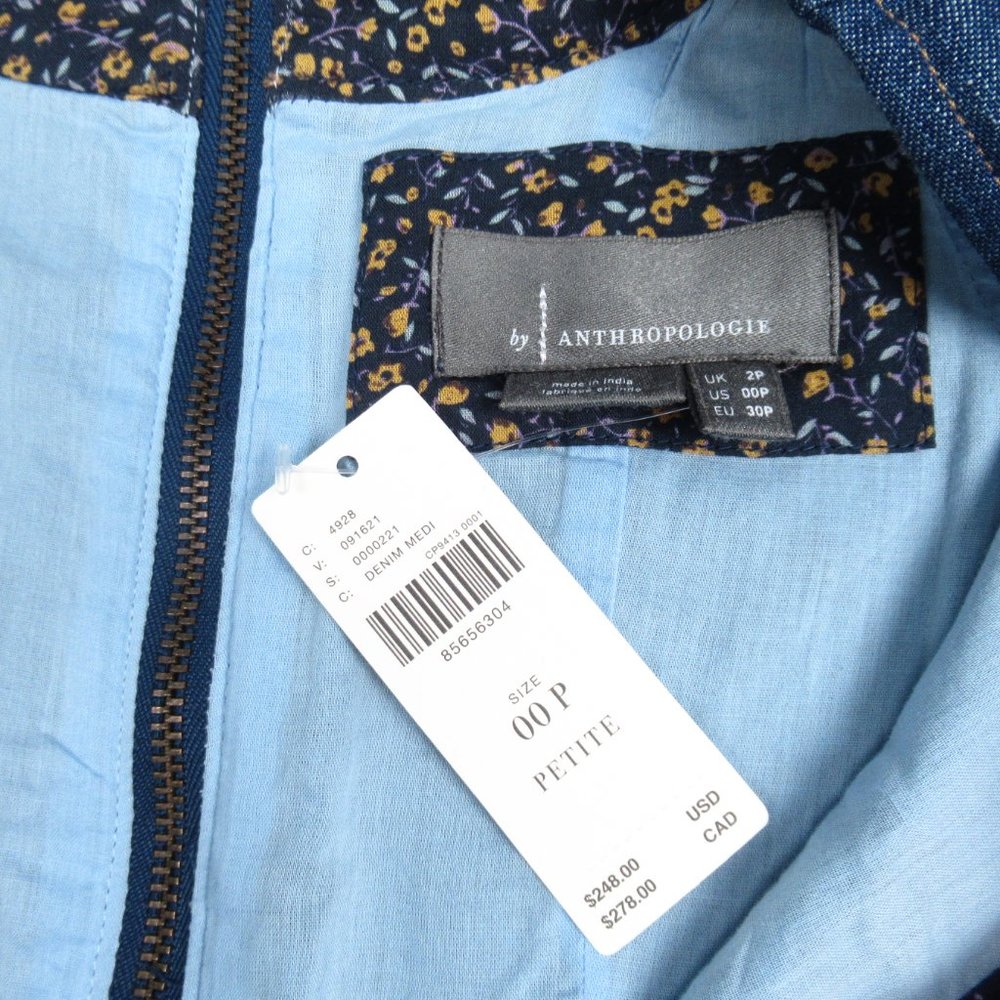 By Anthropologie Grommet Denim Midi Dress Medium Blue Size 00 XXS Petite - Picture 9 of 11